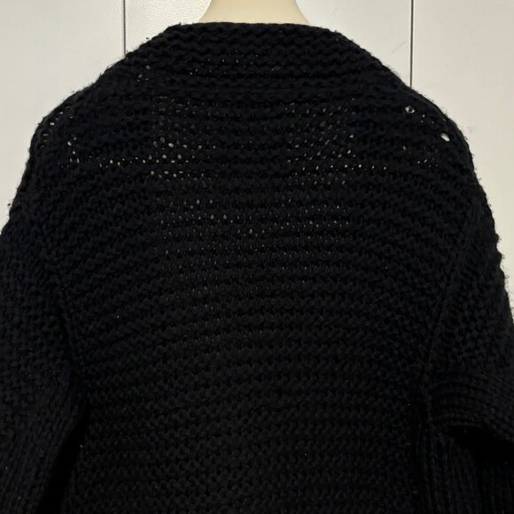 Wings + Horns Peruvian Black Wool Handknit Cardigan/ Sweater XS-S - Picture 7 of 12